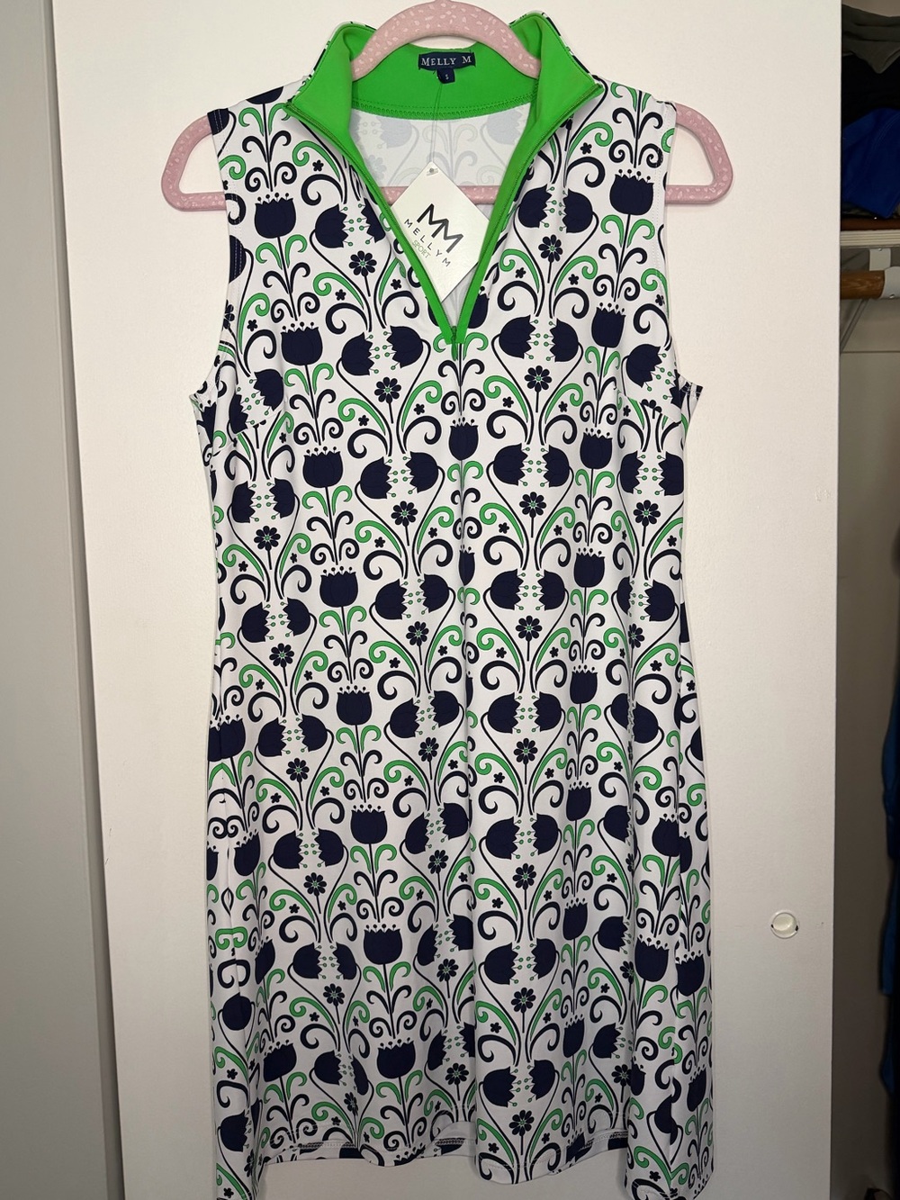 Melly M Green and Navy Floral Tennis Dress